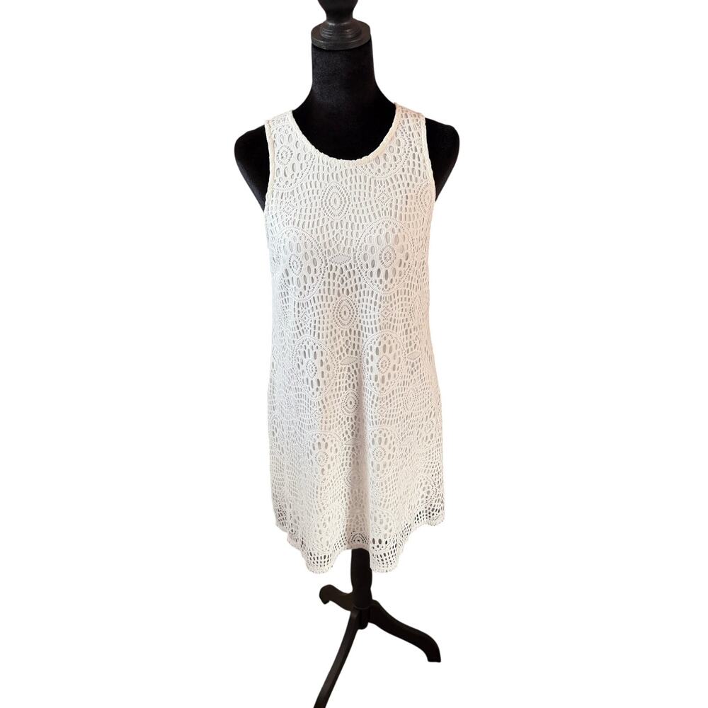 Speechless White Crochet Mini Dress, Women’s Size Medium Sleeveless Tank Dress